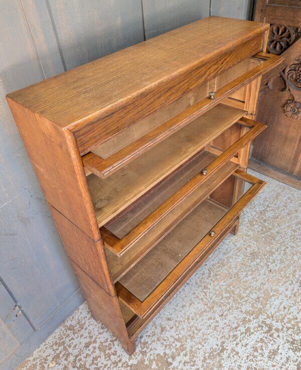 Mid-Century English Oak & Veneer 'Gunn' Modular Bookcase like Globe Wernicke