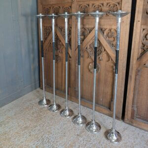 Set of Six 1973 Vintage Modernist Acolyte Processional Candlesticks with Bases