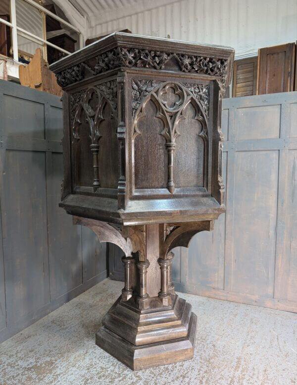 Splendid Antique Gothic Oak Church Pulpit from Blackpool