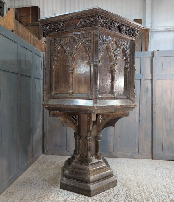 Splendid Antique Gothic Oak Church Pulpit from Blackpool