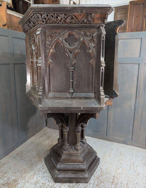 Splendid Antique Gothic Oak Church Pulpit from Blackpool