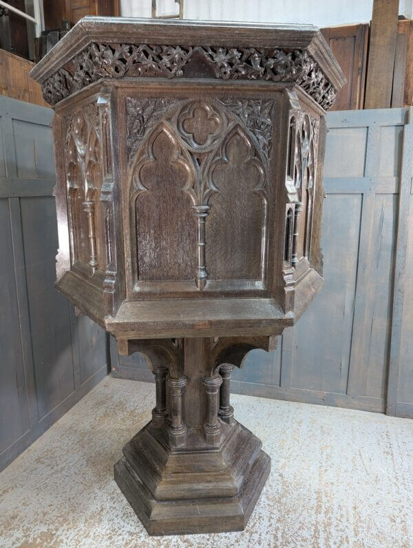 Splendid Antique Gothic Oak Church Pulpit from Blackpool