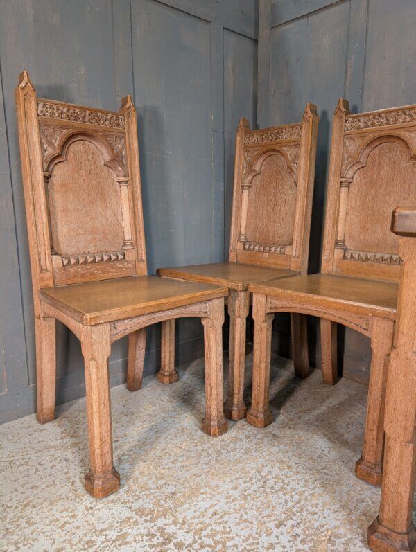 Very Grand Rare Heavy Vintage Gothic Carved Clergy Chairs