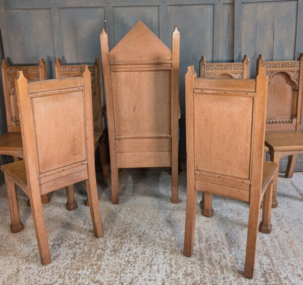 Very Grand Rare Heavy Vintage Gothic Carved Clergy Chairs