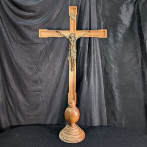 Large Modern Hardwood and Metal Altar Cross from St Barnabus Epsom