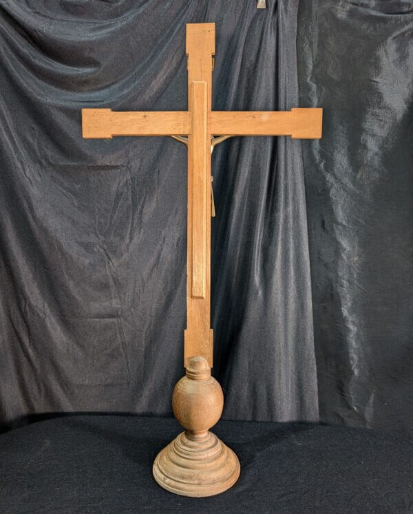 Large Modern Hardwood and Metal Altar Cross from St Barnabus Epsom