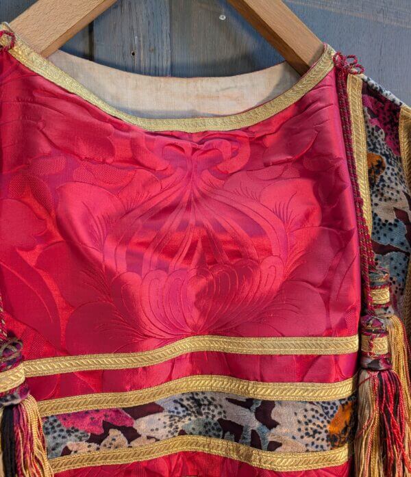 Spectacular Red Damask Silk Dalmatic with One Bar Tassels Stole Maniple etc