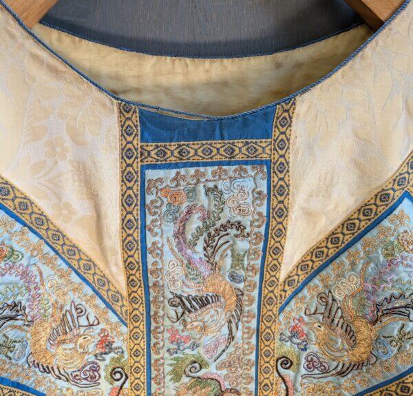 Very Good Quality Beautiful Vintage Blue & Cream Chasuble with Broad Chinese Design Orphreys