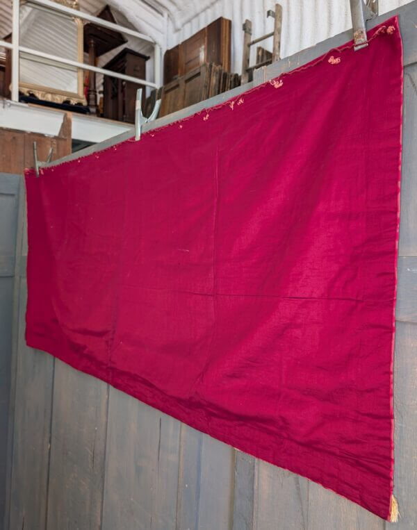 Large Vintage Red Damask Silk Altar Frontal with Fringe