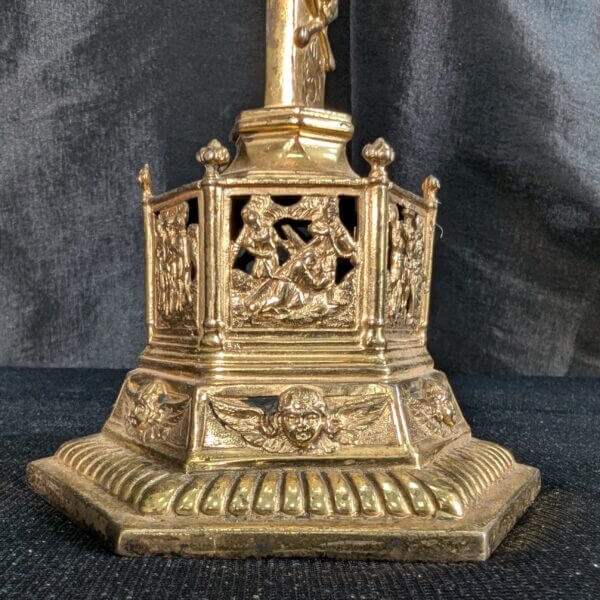 Ornate Continental Gilt Silver Vintage Table Crucifix