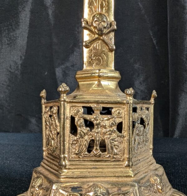 Ornate Continental Gilt Silver Vintage Table Crucifix