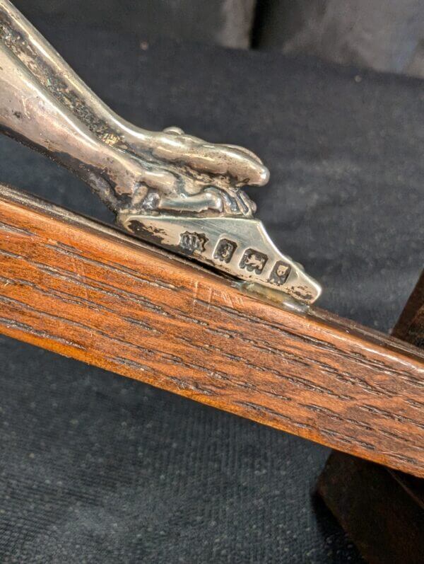 1922 Hallmarked Solid Silver & Oak Excellent Quality Small Antique Table Crucifix