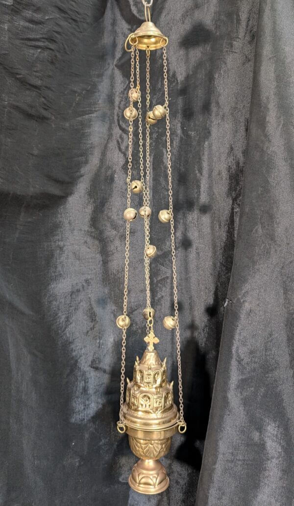 Spiked Temple Thurible Censer Incense Burner with Bells