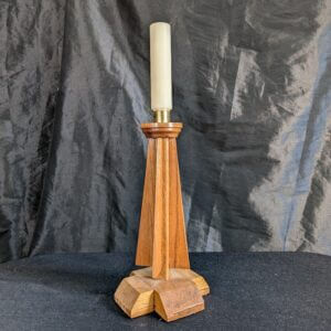 Modernist 1970's Vintage Oak Church Altar Candlestick