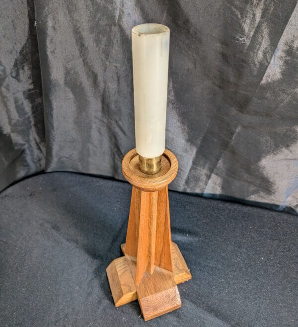 Modernist 1970's Vintage Oak Church Altar Candlestick