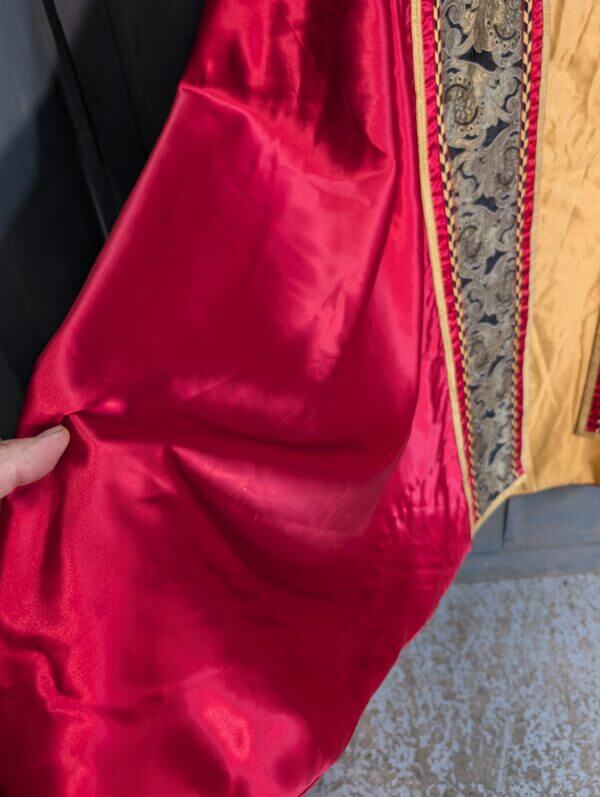 Outstanding Ruby Red Silk Cope with Gold Black Foliate Orphreys