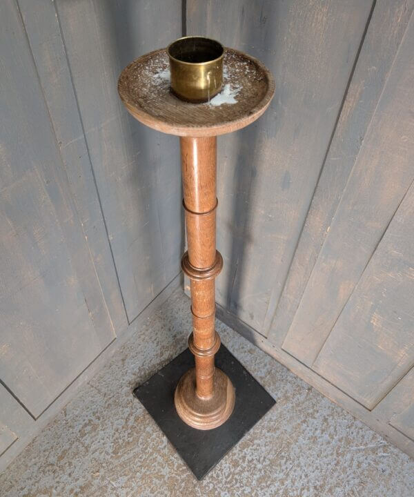 Victorian Oak & Brass Paschal Candlestick on Iron Base from St Mary's Barnham