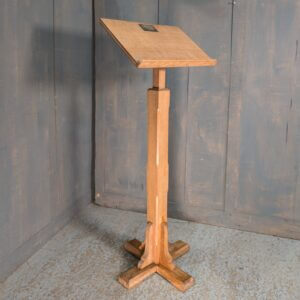 Mid-Century Adjustable Solid Oak Pedestal Lectern from Eltham URC