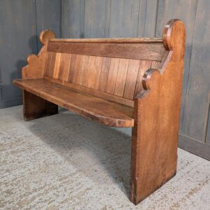 Antique Oxford 1900's Oak Church Chapel Pew with Curved Ends