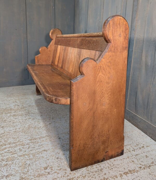 Antique Oxford 1900's Oak Church Chapel Pew with Curved Ends