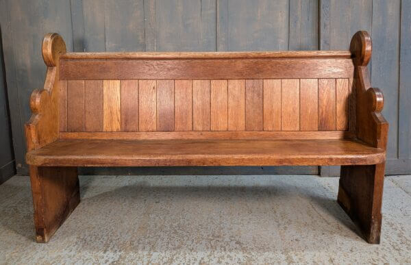 Antique Oxford 1900's Oak Church Chapel Pew with Curved Ends