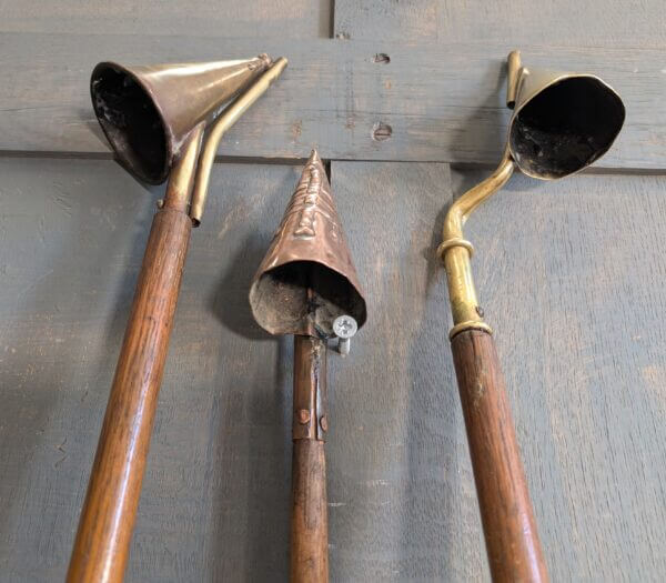 Brass & Copper Antique Candle Snuffers Lighters with Oak Handles