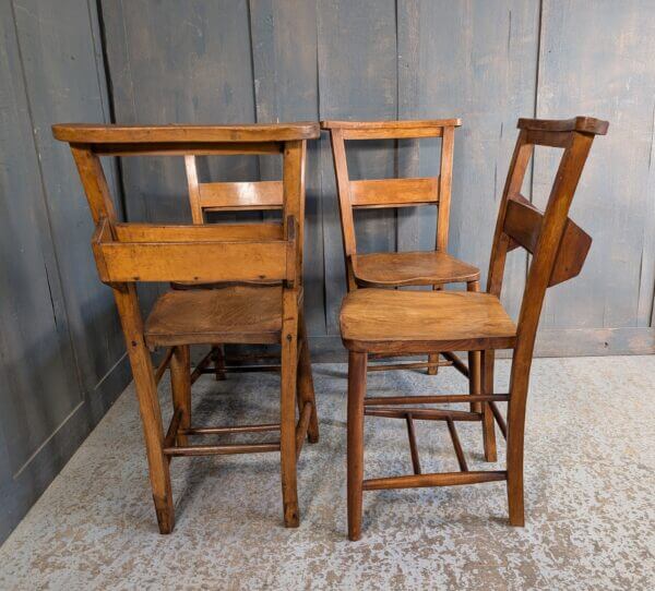 Set of 4 Classic 1930's Vintage Elm & Beech Church Chapel Chairs from Northop Hall