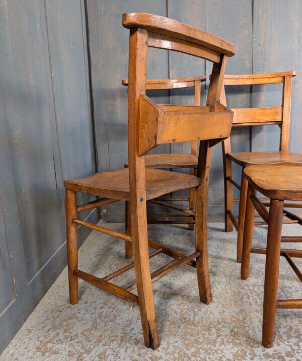 Set of 4 Classic 1930's Vintage Elm & Beech Church Chapel Chairs from Northop Hall