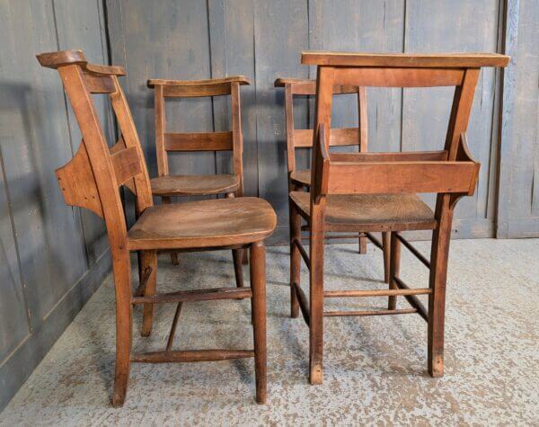 Set of 4 Classic Pre-War Elm & Beech Church Chapel Chairs from St Thomas on the Bourne Farnham