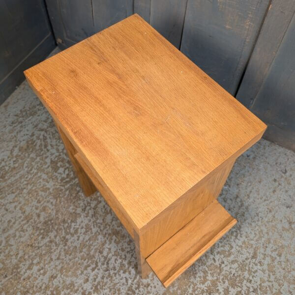 Modern Heavy Pale Oak Small Credence Table with Handy Shelf from St Barnabas Epsom