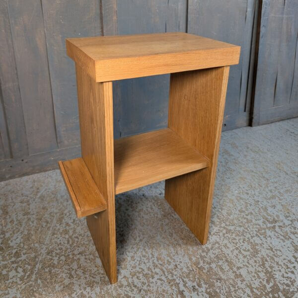 Modern Heavy Pale Oak Small Credence Table with Handy Shelf from St Barnabas Epsom