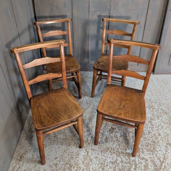 Set of 4 Excellent Medium Colour & Strong Elm & Beech Pilgrim Ladderback Church Chapel Chairs