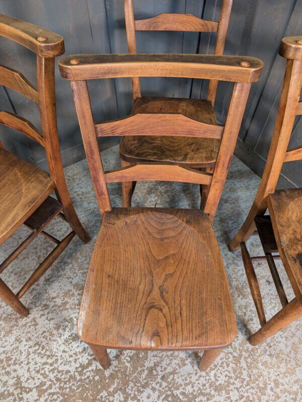 Set of 4 Excellent Medium Colour & Strong Elm & Beech Pilgrim Ladderback Church Chapel Chairs