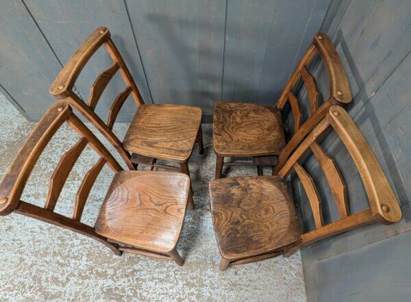 Set of 4 Excellent Medium Colour & Strong Elm & Beech Pilgrim Ladderback Church Chapel Chairs