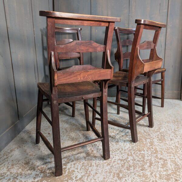 Set of 4 Excellent Dark Colour & Strong Elm & Beech Pilgrim Ladderback Church Chapel Chairs