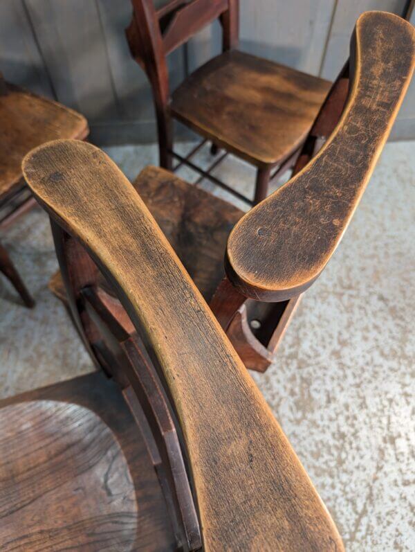 Set of 4 Excellent Dark Colour & Strong Elm & Beech Pilgrim Ladderback Church Chapel Chairs