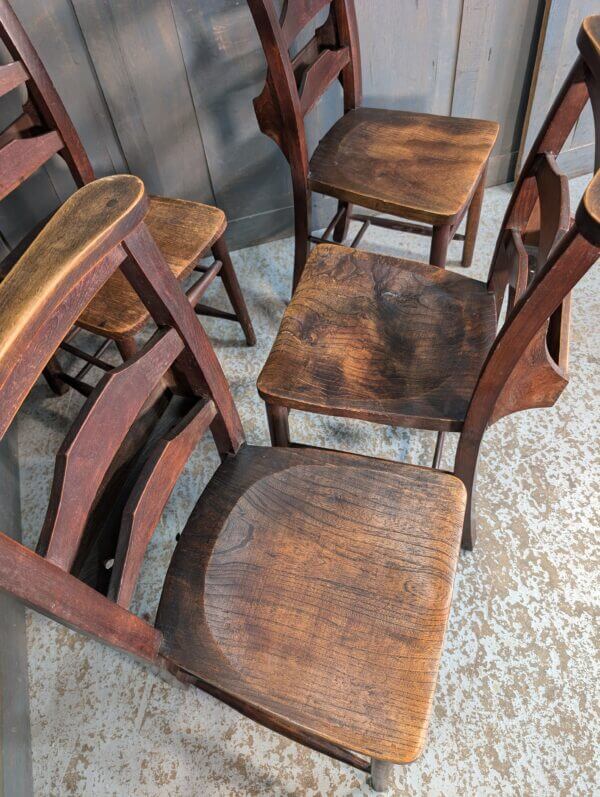 Set of 4 Excellent Dark Colour & Strong Elm & Beech Pilgrim Ladderback Church Chapel Chairs