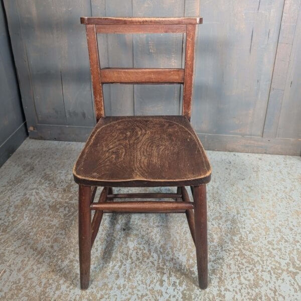 Sturdy Darker Coloured Elm & Beech Classic Shelf Church Chapel Chairs - Image 2