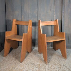 Strong 1970's Design Hardwood Church Clergy Chairs from Our Lady of Pity Shrewsbury