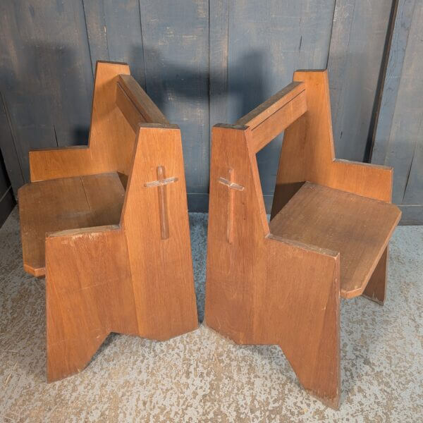 Strong 1970's Design Hardwood Church Clergy Chairs from Our Lady of Pity Shrewsbury