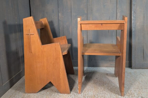 Strong 1970's Design Hardwood Church Clergy Chairs from Our Lady of Pity Shrewsbury