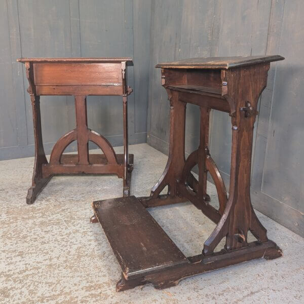 Antique Dark Varnished Lightweight Pine 'Y' Prayer Desks Prie Dieux