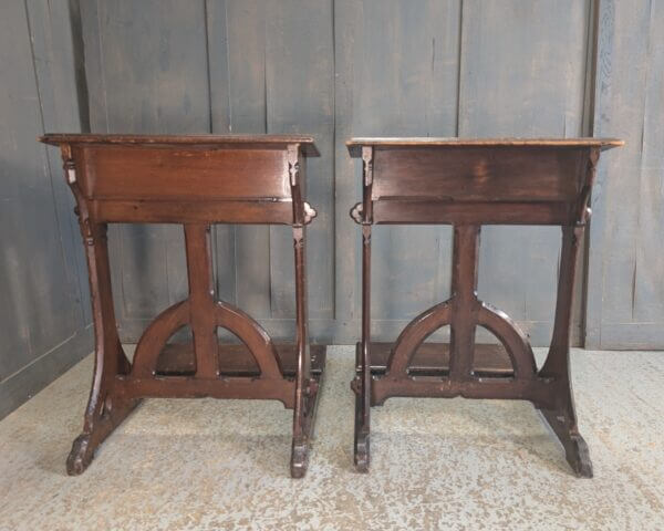 Antique Dark Varnished Lightweight Pine 'Y' Prayer Desks Prie Dieux