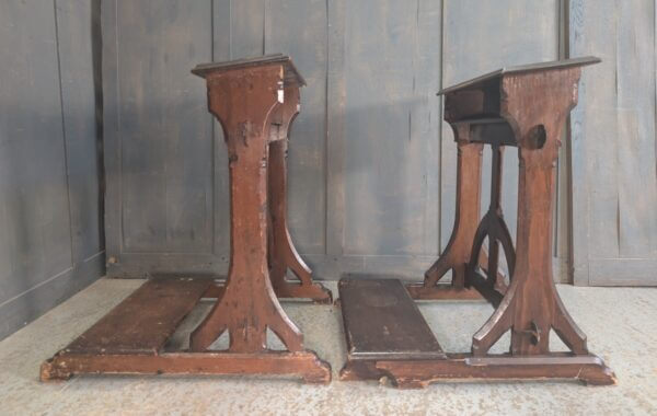 Antique Dark Varnished Lightweight Pine 'Y' Prayer Desks Prie Dieux