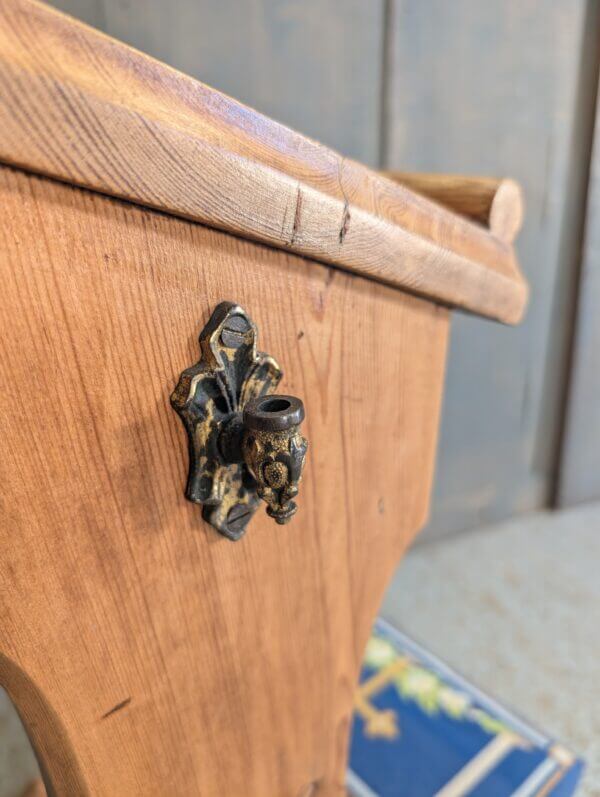 Customised Antique Baltic Pine Prayer Desk Prie Dieu with Two Shelves & Embroidered Kneeler