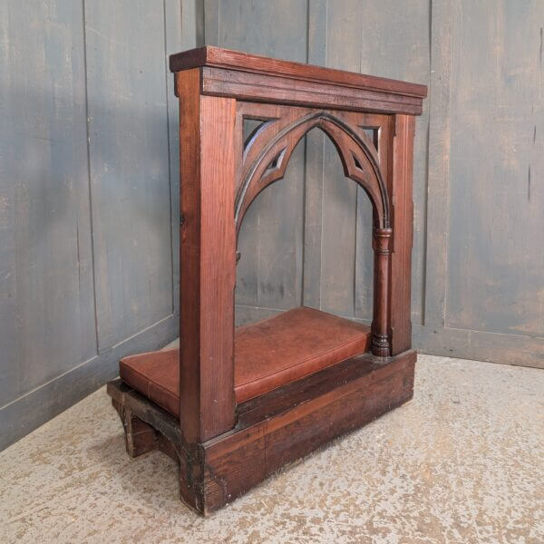 Large Antique Upholstered Pine Prayer Desk Kneeler Prie Dieu Adapted from an Altar Rail