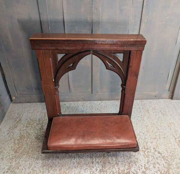 Large Antique Upholstered Pine Prayer Desk Kneeler Prie Dieu Adapted from an Altar Rail