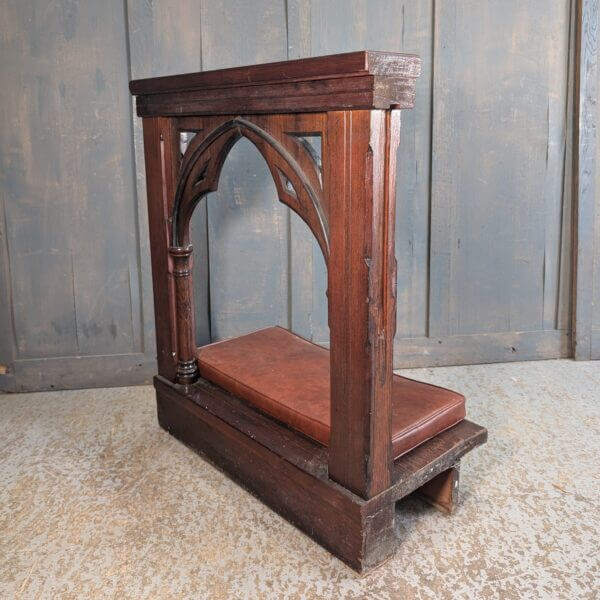 Large Antique Upholstered Pine Prayer Desk Kneeler Prie Dieu Adapted from an Altar Rail