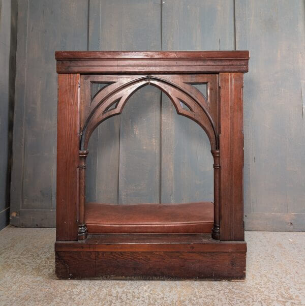 Large Antique Upholstered Pine Prayer Desk Kneeler Prie Dieu Adapted from an Altar Rail