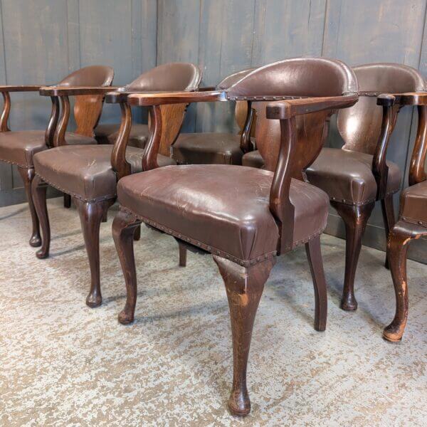 1950's Vintage Brown Leather Upholstered Armchairs from Worth Abbey Meeting Room